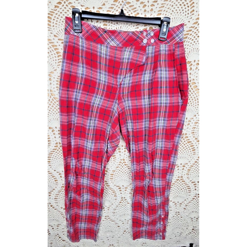 Project 6 Red Checked Plaid Large Kiku Pants Steam Punk Grunge 90s Emo Tapered - Picture 4 of 13
